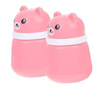 OSOLADY 2pcs Powder Puff Container Bear Shaped Baby Powder Storage Box Pink Sponge and Pp Material Minimizes Easy to Carry for Use