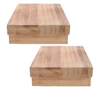 OSOLADY 2pcs Rectangular Wood Foot Stool for Seniors - 9.8x7.1x2.8inch Portable Step Stool for Elderly Bathroom Bedroom - Indoor Stable Under Desk Footrest