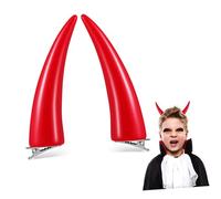 OSOLADY 2Pcs Red Horns Hair Clips Unique Demon Headpiece for Halloween Cosplay Sturdy Alligator Clips for Parties and Events Eye Catching Costume Accessories