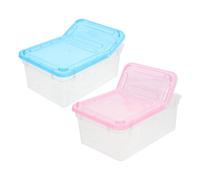 OSOLADY 2pcs Reptile Feeding Boxes Transparent Breeding Habitat with Ventilation for Tortoise Gecko Caterpillars Sturdy Design for and Small Reptile Care