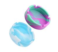 OSOLADY 2pcs Silicone Ashtrays with Non-slip Stable Base Unbreakable Flexible Smoking Trays for Indoor Outdoor Use Modern Round Design for Home Office Patio Accessories