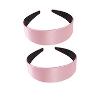 OSOLADY 2Pcs Solid Color Satin Headband Elegant Wide Edge Hair Hoops Creative Headdress for Women for Parties Christmas and Birthdays Pink