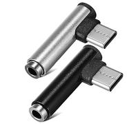 OSOLADY 2Pcs Type C to Audio Adapter Angle Design USB Converter for Mobile Phone Sound Lightweight Durable Compatible with Headphones