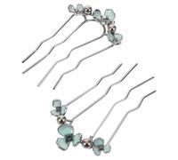 OSOLADY 2pcs U-shaped Metal Hair Forks Pearl Rhinestone Flower Design 4-prong Wave Hair Combs for Women Bride Wedding Accessories for Formal Events and Everyday Styling