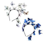 OSOLADY 2pcs Ultra-lightweight Women Headband with Assorted Colour Plastic Butterflies, Comfortable to Wear Creative Hairband for Cocktail Parties and Theme Parties