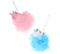 OSOLADY 2pcs Unicorn Loofah Bath Balls for Women Thick PE Shower Scrubber with Gentle Exfoliating Function Quick-Dry Compact Design for Healthy Skin Cleaning