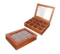 OSOLADY 2Pcs Vintage Compartment Wooden Jewelry Organizer Box with Clear Acrylic Lid Rustic Style Storage Tray for Necklaces Earrings Bracelets Rings Compact Multi Use Desk Storage for