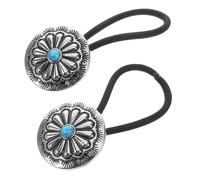 OSOLADY 2pcs Vintage Western Hair Ties with Floral Accents Boho Ponytail Holders for Women Elastic and Comfortable Accessories for Casual and Formal Events