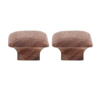OSOLADY 2pcs Walnut Square Drawer Pulls: Wooden Cabinet Knobs and Handles - Minimalist Style Wood Furniture Hardware - Single-Hole Decorative Knobs for Dresser Wardrobe with Screws
