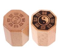 OSOLADY 2pcs Wood Seal Stampers with Ergonomic Handle and Convenient Storage, Chinese Style Taoism Seal Stamps with Rounded Edges, for Cultural Activities and Exhibitions, Compact