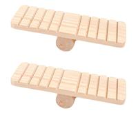 OSOLADY 2pcs Wooden Seesaw Toy for Pet Hamster and Mouse Beige Wood Playground Skill Development Accessory for Pet's Home
