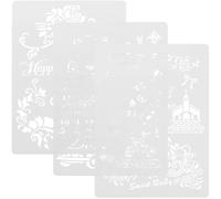 OSOLADY 3 Sheets Reusable Holiday Paint Stencils for Crafts and Drawing, Practical Hard to Break Pet Templates, White Wedding Cartoon Lettering A4 Size for Journaling and DIY Art