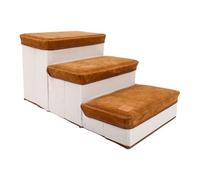 OSOLADY 3 Steps Pet Jumping Stair Storage Case Foldable Easy Assembly Lint Cotton Cloth Stair Ladder for Home Pet Shop Small and Medium Size Dogs and Cats