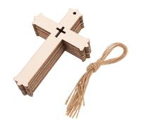 OSOLADY 30 Sets Unfinished Wood Cross Ornaments with Twine for DIY Painting, Blank Cross Hanging Tags for Easter, Wedding, Baptism, First Communion Favors