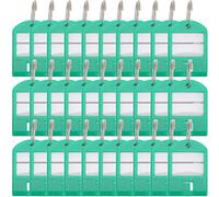 OSOLADY 35pcs Green Key Identification Tags with Writable White Labels and Plastic Covers, Stylish Abs Keychain Rings for Easy to Find USB Flash Drives and Keys, for Organising Office Or