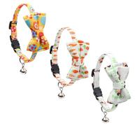 OSOLADY 3pcs Adjustable Easter Bowtie Cat Collars with Bells Decorative Fabric Kitten Collars for Easter Party Stylish and Chic Pet in Assorted Colours