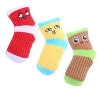 OSOLADY 3pcs Bite-resistant Dog Chewing Squeaky Socks Designed Pet Squeaky Plush Material Reduces Boredom Brown Yellow Colour Playing with Pets for Dogs