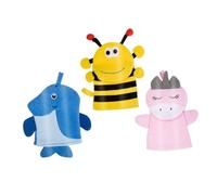 OSOLADY 3pcs Boys and Girls Bath Gloves Exfoliating Shower Mitts with Hanging Loop for Toddler Bathing and Easy Storage