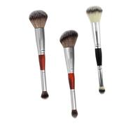 OSOLADY 3pcs Double Ended Makeup Brushes for Precise Application, Portable Wood and Fiber Cosmetic Tool Set, for Professional Make-up Artists and Ladies at Work or Home