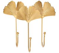 OSOLADY 3pcs Golden Iron Leaf Shaped Coat Hooks Over The Door with Simple Installation, Sturdy Hanging Hooks for Home Storage and Organizing Bedroom, Living Room, Or Kitchen
