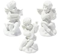 OSOLADY 3pcs Mini Resin Angel Statue, Classic Cherubim Figurine, White Feathered Wings, Fade-resistant, Not Easy to Deform, Garden Sill and Rooftop Gardens Decor