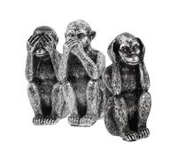 OSOLADY 3pcs Miniature Resin Monkey Figurines Animal Sculptures with Lifelike Details Stylish Silver Ornaments for Living Room Desk Shelf Decoration