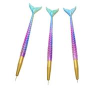 OSOLADY 3pcs Nail Art Brushes Mermaid Line Pen Set for Gel Polish Dotting Tools and Nail Brush