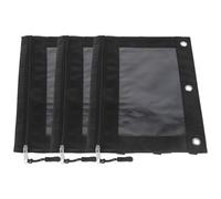 OSOLADY 3pcs Pencil Pouch for Binder Black Polyester Comfortable Hand Touch Easy to Clean Pen Holder for Office Invoices and Files Storage