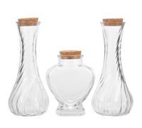 OSOLADY 3pcs Wedding Sand Ceremony Bottles Set with Small Heart-shaped and 130ml Threaded Glass Bottles Cork Stoppers for Unity Keepsake