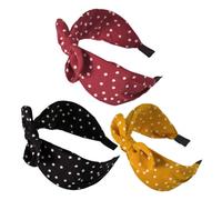 OSOLADY 3pcs Wide Bowknot Headbands for Women Adorable Knot Hair Bands with Bunny Ears Design Comfortable Lightweight Cloth Hair Accessories for Daily Wear and Parties in Yellow Red Black