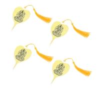 OSOLADY 4 Pcs Chinese Style Metal Buddhist Bookmarks Bodhi Leaf Veins Book Page Markers Vintage Reading Accessories Set for Office School Library