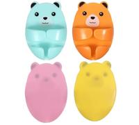 OSOLADY 4pcs Adhesive Plug Holder Hooks Wall-Mounted Plastic Power Socket Organizer Small Cartoon Bear Design No-Drill Cable Cord Storage for Kitchen Bathroom