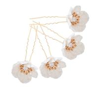 OSOLADY 4pcs Antique Hair Chopsticks Hairpin with White Flower Design Elegant Retro Hair Accessories for Women for Chinese Style Weddings and Birthdays