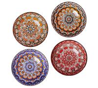 OSOLADY 4pcs Bohemian Style Ceramic Rice and Noodle Bowls Set, Multi-Purpose Kitchen Tableware with Assorted Colours, Environmentally Friendly Dinnerware for Housewarming Random Color