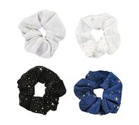OSOLADY 4pcs Elastic Women Hair Ropes with Star Shape Cloth Material Hair Ornament for Special Occasions and Daily Wearing Stylish and Flexible