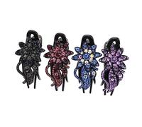OSOLADY 4pcs Flower Duckbill Hair Clips with Rhinestones Violet Dark Blue Gradient Blue Elegant Purple Stylish Hair Accessories for Women for Daily Wear Parties and Special Occasions