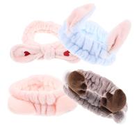 OSOLADY 4pcs Fluffy Headband for Women Makeup Headwrap Hair Band Cat Ear and Deer Antler Shapes