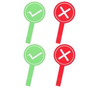 OSOLADY 4pcs Handheld Voting Paddles Set for Classroom Games and Party Judging, Small Portable Answer Boards Red Cross and Green Check Marks, Reusable Teaching Supplies for Group