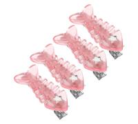 OSOLADY 4pcs Pink Fish Bone Hair Clips Barrette with Duckbilled Design, Plastic and Metal Hair Accessories to Hold Hairstyle in Place for Teen