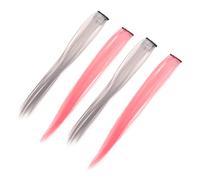 OSOLADY 4Pcs Seamless Short Hair Extension Pieces for Women Comfortable Clip Hair Toppers for Parties and Festivals Realistic Straight Hairpieces White Tea Grey