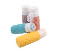 OSOLADY 4pcs Silicone Travel Dispenser Bottles with Leak Squeeze Design for Shampoo Conditioner Lotion Navy Blue Pink Purple Yellow with Storage Pouch Refillable Travel Toiletry Containers