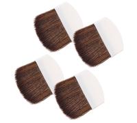 OSOLADY 4Pcs Small Flat Powder Makeup Brush Set with White Handle and Brown Bristles, Mini Blush and Face Powder Brush for Women’S Facial Cosmetic Application