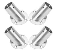 OSOLADY 4pcs Stainless Steel Angled Wardrobe Closet Rod Brackets Flange Holders for Shower Curtain Rods Clothes Rail Cupboard Pole Support for Bathroom Laundry