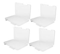 OSOLADY 4pcs Transparent Plastic File Storage Boxes with Lids Portable Large Capacity Document Organizers Stackable Wear Project Cases for Office Paper and Scrapbook Filing