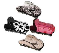 OSOLADY 4pcs Western Hair Claw Clips Set for Thick and Fine Hair Star Black Rose Pink Small Pink Leopard Light Coffee Dot Stylish Accessories for Women