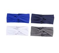 OSOLADY 4Pcs Women Headbands Solid Color Cross Hair Bands Stretchable Spandex Headwraps for Running Jogging Outdoor Activities Autumn Winter Warm Headdress White Dark Grey Navy Royal Blue