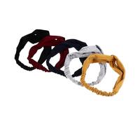 OSOLADY 5 Pcs Knitted Cotton Cross Headbands Stretchy Solid Hairbands for Women Adults, Soft Plain Hair Wraps in Grey, Black, Mustard, Wine Red, Navy Blue Daily Wear and Casual Styling