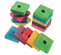 OSOLADY 50 Pieces DIY Parrot Bite Wood Chips Mixed Color Educational Bird Chewing for Cockatiels Parakeets and Small Birds Safe Entertaining Skill Development Playground