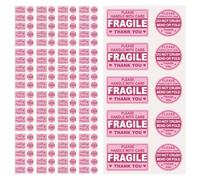OSOLADY 50 Sheets Fragile Warning Label Self-Adhesive Shipping Labels Pink Rectangular Unique Design Easy to Use Words for Packaging and Protecting Fragile Items