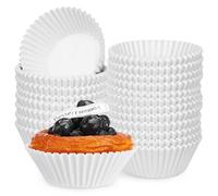 OSOLADY 500 Pcs White Paper Cupcake Liners Muffin Cups Oil-Resistant and Convenient to Use Baking Cups with Simple Elegant Solid Colour Design for Wedding and Party Baking